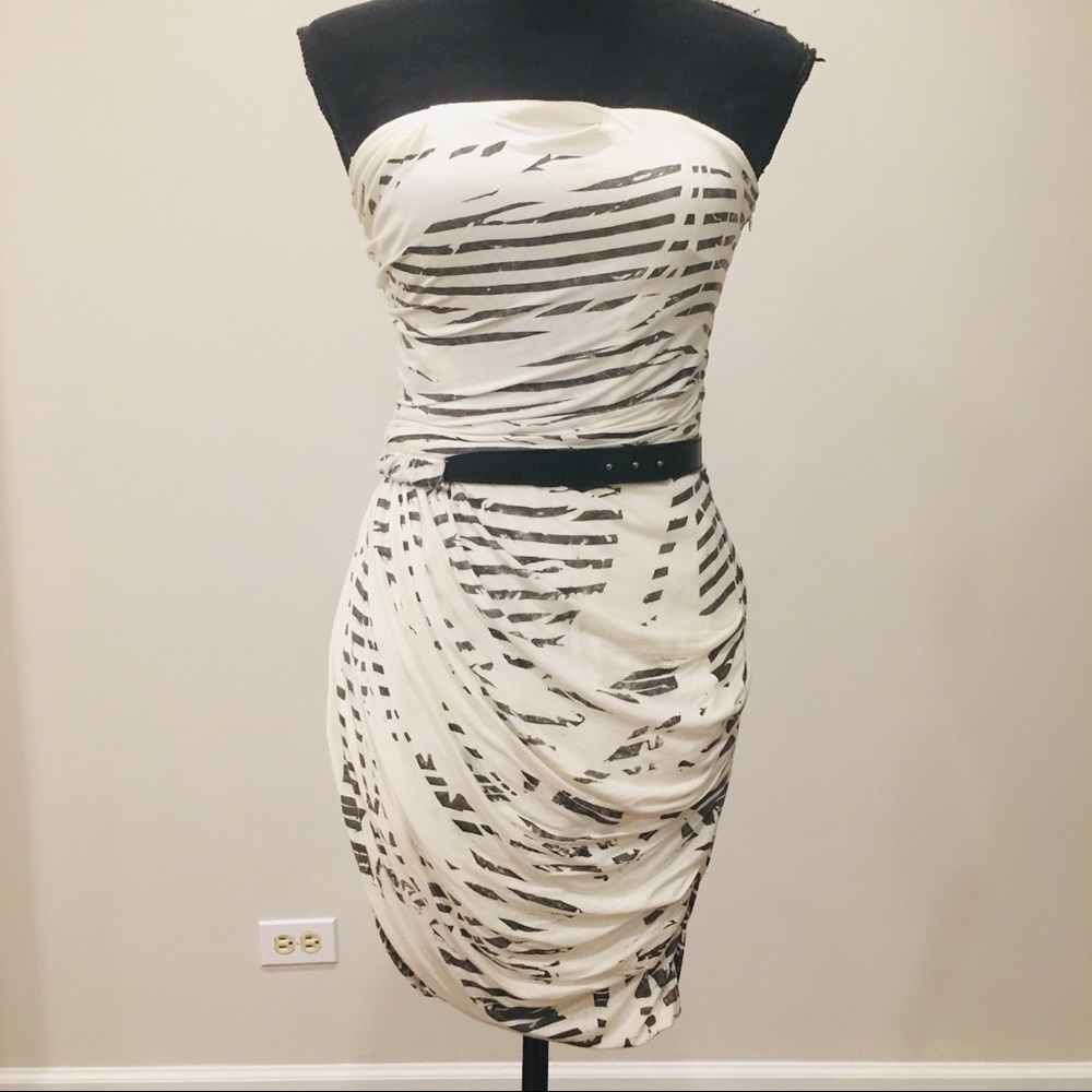 ELIZABETH & JAMES STRAPLESS DRESS WITH LEATHER BELT - Picture 3 of 8